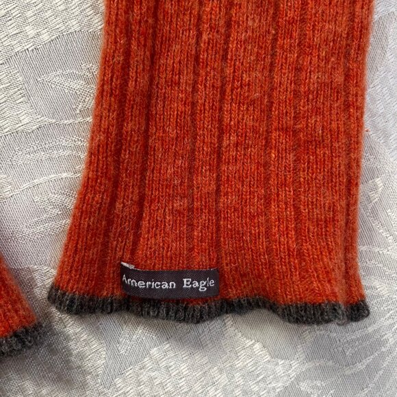 American Eagle Wool Blend Orange Sweater Cardigan Slightly Cropped - Picture 9 of 13
